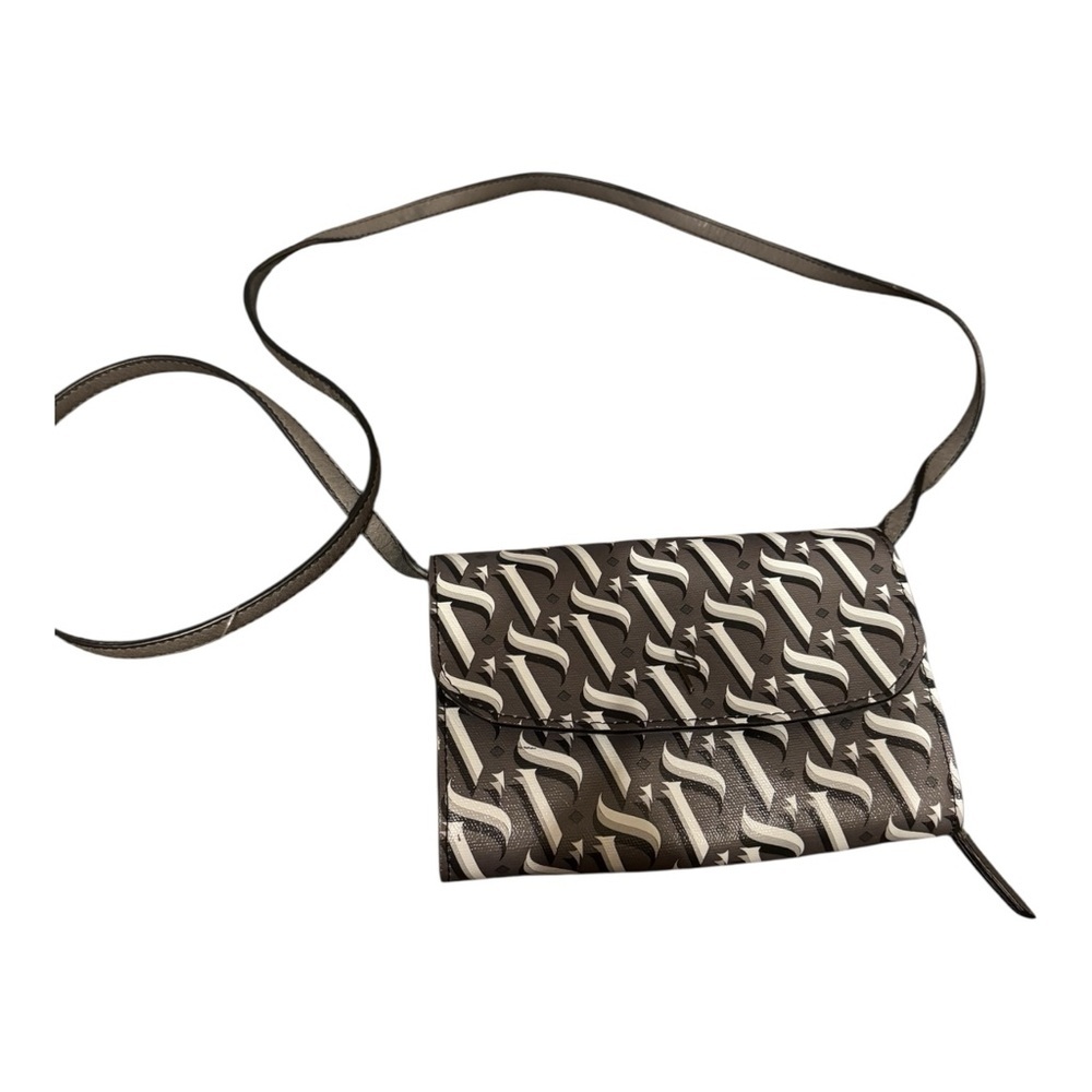 Simply Vera Vera Wang SV Logo Crossbody Wallet Clutch Brown Multi EUC